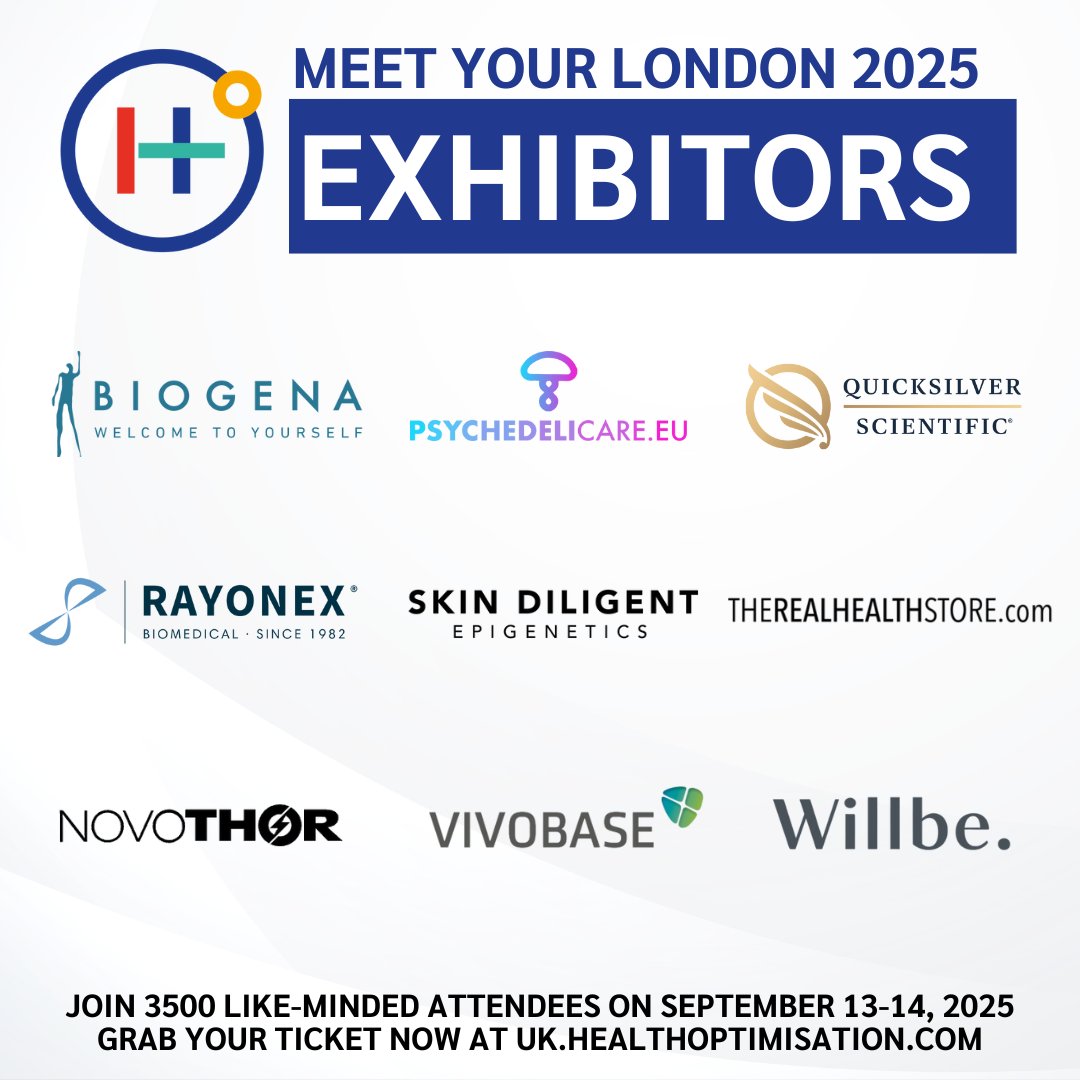 Health Optimisation Summit (@hosummit) on Twitter photo We’re so excited to introduce 9 more visionary brands joining us at the Health Optimisation Summit 2025 in London! 🌟
1️⃣ Biogena
2️⃣ <a href="/PsychedelicarEU/">Psychedelicare.eu</a>
3️⃣ <a href="/quicksilversc/">quicksilverscientific</a>
4️⃣ Rayonex
5️⃣ Skin Diligent
6️⃣ <a href="/TheRealHealthS1/">The Real Health Store</a>
7️⃣ <a href="/NovoTHOR/">NovoTHOR®</a>
8️⃣ VIVOBASE
9️⃣ Willbe
🎟️ uk.healthoptimisation.com We’re so excited to introduce 9 more visionary brands joining us at the Health Optimisation Summit 2025 in London! 🌟
1️⃣ Biogena
2️⃣ <a href="/PsychedelicarEU/">Psychedelicare.eu</a>
3️⃣ <a href="/quicksilversc/">quicksilverscientific</a>
4️⃣ Rayonex
5️⃣ Skin Diligent
6️⃣ <a href="/TheRealHealthS1/">The Real Health Store</a>
7️⃣ <a href="/NovoTHOR/">NovoTHOR®</a>
8️⃣ VIVOBASE
9️⃣ Willbe
🎟️ uk.healthoptimisation.com