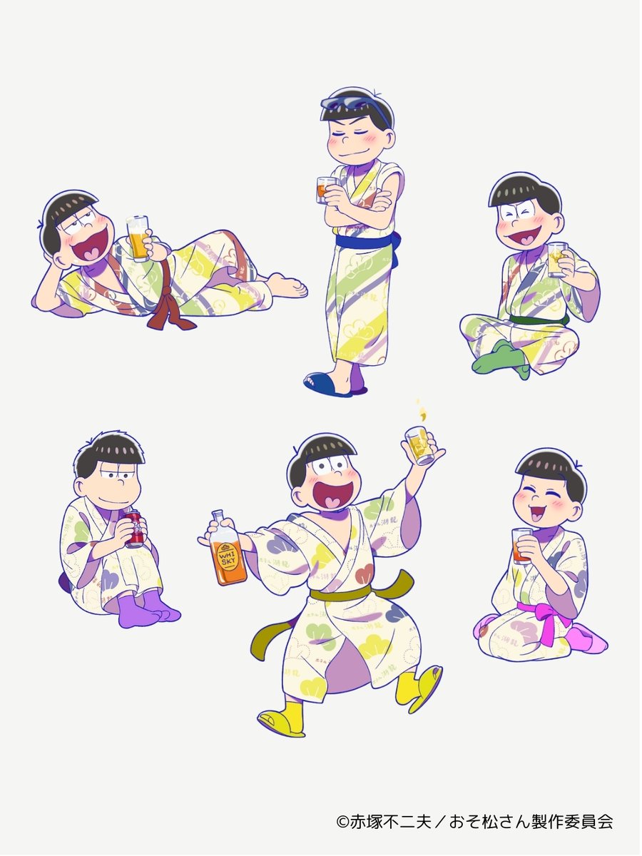 h_koryu's tweet photo. 【おそ松さん】コラボ後半浴衣verのお知らせ🌈
本日8/18、10：00より【10/1～12/28】の宿泊予約を開始🌟

まさかの就職から、秒速で“逃走”！？
働いてみたけど、やっぱムリ～～～！
6つ子たちは、ちゃっかり温泉に逃げ込んでいました！😆

山梨県 富士河口湖温泉｜ホテル湖龍【公式ホームページ】 https://t.co/lqzD0haaU2