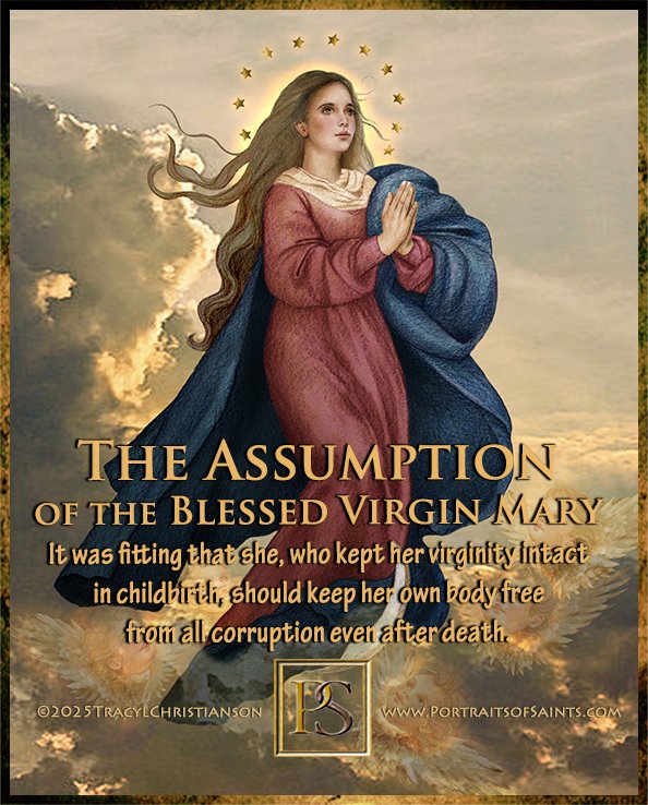 SaintPortraits's tweet photo. The Assumption of Mary is one of the four Marian dogmas of the Catholic Church. "And a great sign appeared in heaven: A woman clothed with the sun, and the moon under her feet, and on her head a crown of twelve stars." Revelation 12:1 https://t.co/xUS2bcxqW7 https://t.co/nZXlVtaeuZ