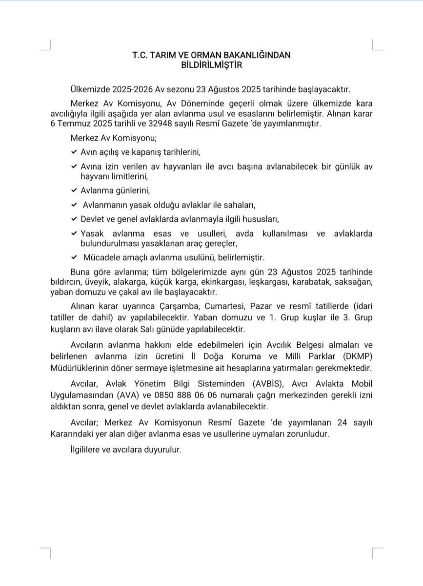 2025-2026 Av Sezonu Duyurusu...