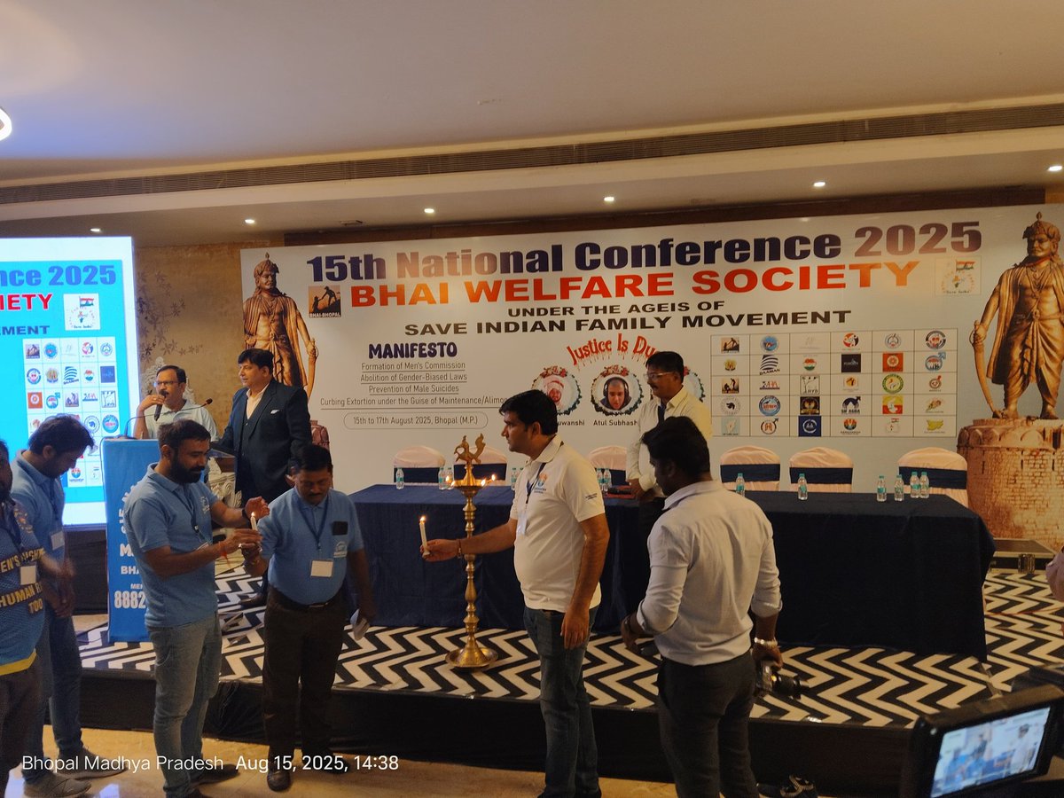 The 15th National Event of Save Indian Family kicked off with the lighting of the lamp, led by SPOCs from all chapters and the seniors who laid the foundation of the men’s rights movement. 🌟 #15thSIFNationalMeet 
#MensRightIndiaMeet 
<a href="/ANI/">ANI</a> <a href="/aajtak/">AajTak</a> <a href="/ZeeNews/">Zee News</a> <a href="/PTI_News/">Press Trust of India</a> <a href="/IndiaToday/">IndiaToday</a>