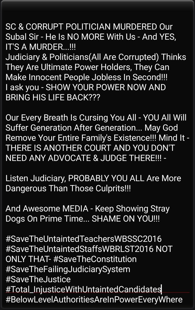 SumantaDas's tweet photo. #SaveUntaintedTeachersWbssc2016
@rashtrapatibhvn
@PMOIndia
@EduMinOfIndia
@indSupremeCourt
@ANI
@IndianExpress
@the_hindu
@timesofindia
@ndtvindia
@PTI_News
@LawChakra
@LiveLawIndia
@barandbench
@India_NHRC
@barcouncilindia
@TimesNow 
@CNNnews18 
@Republic_Bharat #CJI #CJI_Gavai https://t.co/fBtaD0TGmG