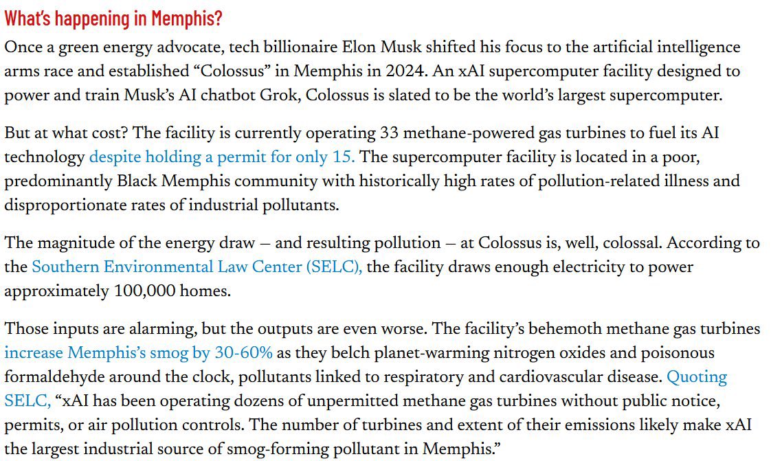 Issues with AI for the art community aside, it is bad for the environment and grok specifically is poisoning a black community in Memphis. You are currently participating in that