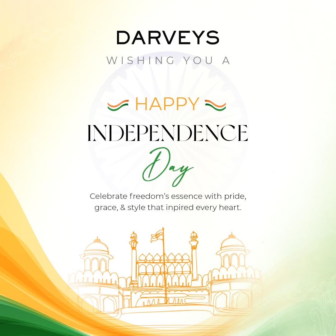 Darveyscom's tweet photo. Today, we celebrate the spirit of #Freedom, unity, and progress. Just as our nation’s journey has been defined by resilience and vision, we at #Darveys are inspired to bring you the best of global #luxury—uniting the world’s finest craftsmanship with India’s discerning style. https://t.co/eyZVGmH9TR