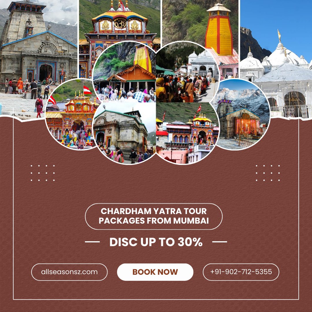 Allseasonsz's tweet photo. Explore our exclusive Chardham Yatra Tour Packages from Mumbai. Experience divine destinations and breathtaking landscapes.

Book now for a spiritual journey- https://t.co/NvYB1vJUvv

#chardhamyatra #tourpackages #mumbai #spiritualjourney https://t.co/69VF4W8WF4 https://t.co/OyLivnWfSE