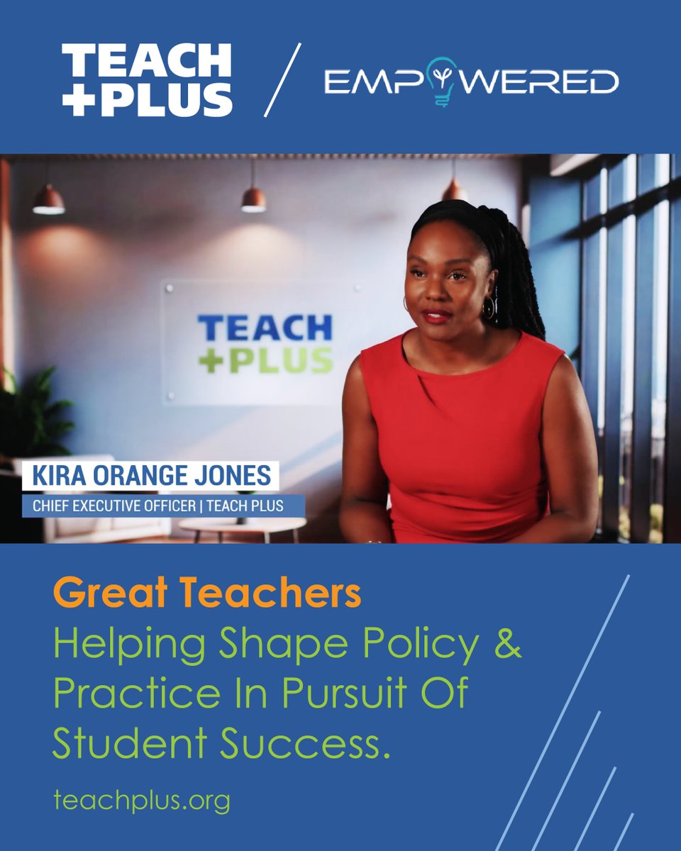 WATCH: A new short showcasing the power of Teach Plus teacher voice &amp; leadership. “When teachers are empowered, students are empowered. When students are empowered, they have access to the tools to fulfill their dreams.” – Teach Plus CEO <a href="/KOJTeachPlus/">Kira Orange Jones</a> youtube.com/watch?v=LHF-El…