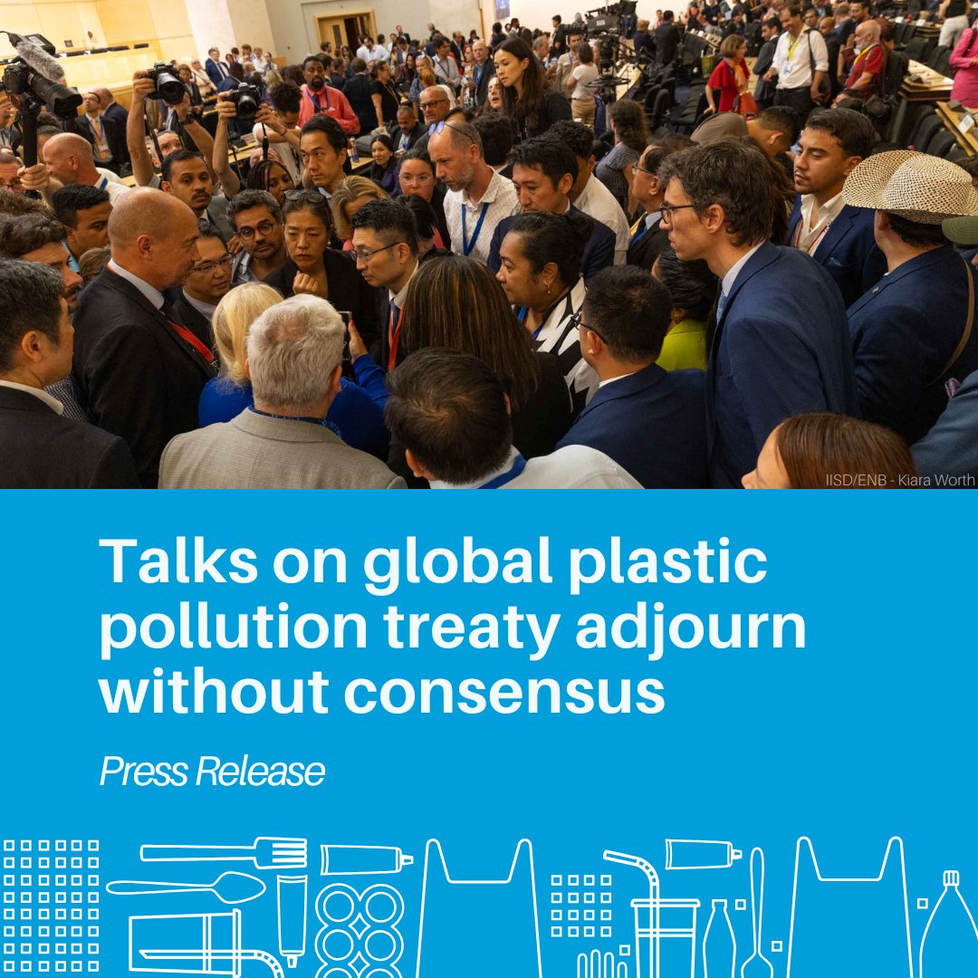 Following 10 days of negotiations, #INC5 talks to develop a global #PlasticsTreaty adjourned on 15 August in Geneva without consensus on a text of the instrument.

Negotiations will resume at a future date to be announced: unep.org/news-and-stori…