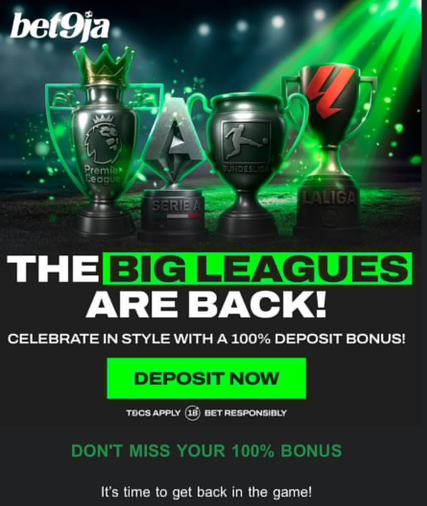 Duns. (@lifeofadunni) on Twitter photo 2, 2, 3, 20 odds on BET9ja
- 39ZT796
- 39ZYZZS
- 39ZZTLD
- 3B25N66
Enjoy a 100% welcome bonus on your first deposit when you sign up 
π Bet9ja.com
#Bet9jaCode 2, 2, 3, 20 odds on BET9ja
- 39ZT796
- 39ZYZZS
- 39ZZTLD
- 3B25N66
Enjoy a 100% welcome bonus on your first deposit when you sign up 
π Bet9ja.com
#Bet9jaCode