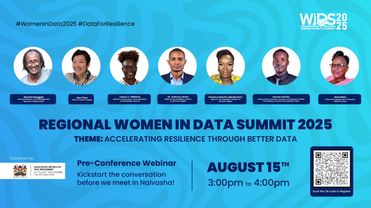 Starting Soon! ⏰ 3–4 PM EAT | GMT+3
Webinar: Accelerating Resilience Through Better Data 
The discussion will explore  #GenderData in Healthcare, Food Systems, Public Service &amp; Women’s Economic Empowerment.
Register here:  bit.ly/3HxRMOj
#WIDS2025