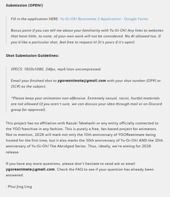 phuijl's tweet image. 💥YUGIOH REANIMATE PROJECT IS BACK! 💥

We will reanimate a shot of an episode of YGO The Abridged Series (with the courteous permission received from @yugiohtas ) in however they desire!

💥APPLY HERE: docs.google.com/forms/d/e/1FAI…