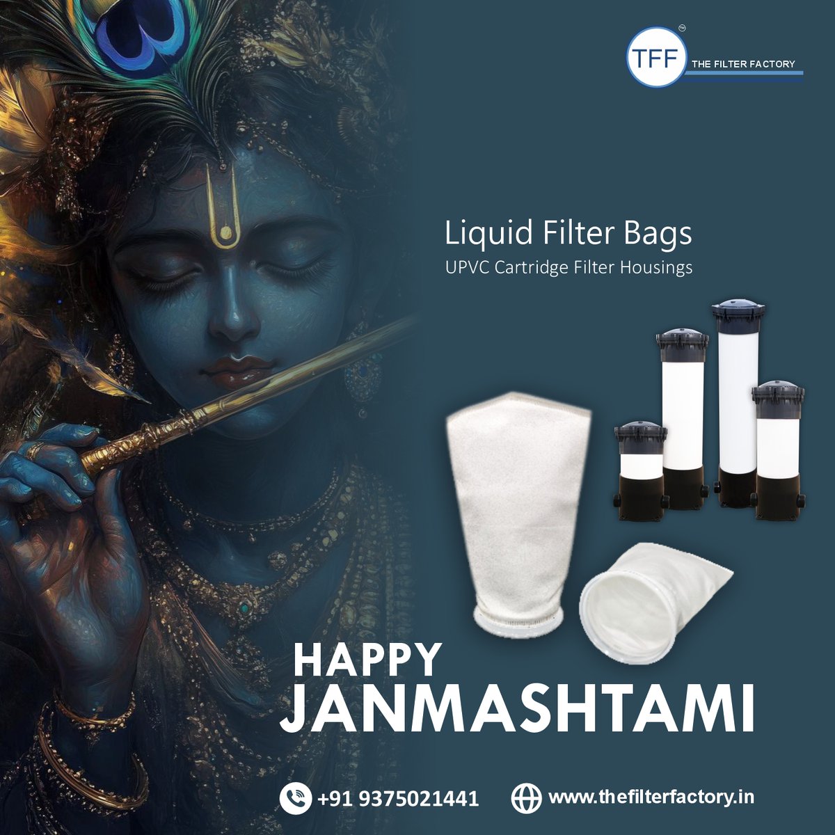 FilterFactoryIN's tweet image. 💙✨ Happy Janmashtami! ✨💙

May Lord Krishna’s blessings bring peace, joy &amp;amp; success into your life. 🌸🎶

🛠 Liquid Filter Bags &amp;amp; UPVC Cartridge Filter Housings – The Filter Factory

📞 +91 9375021441 
🌐 thefilterfactory.in

#Janmashtami #LordKrishna #Filtration #liked