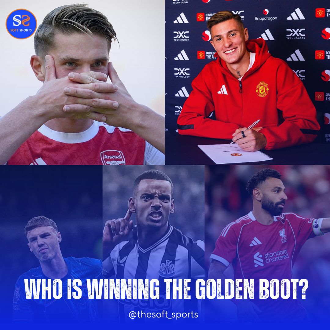 thesoft_sports's tweet photo. 🚨Race for the Golden boot ⚽🚀
Who is winning it? Drop your prediction below 👇

#LIVBOU #PremierLeague #MUNARS #CHECRY  #NEWAST #WOLMCI #NOTBRE #FPL Anfield Salah Slot Gyokeres Sesko Old Trafford Isak Palmer Wirtz https://t.co/a9ebRhdOy3