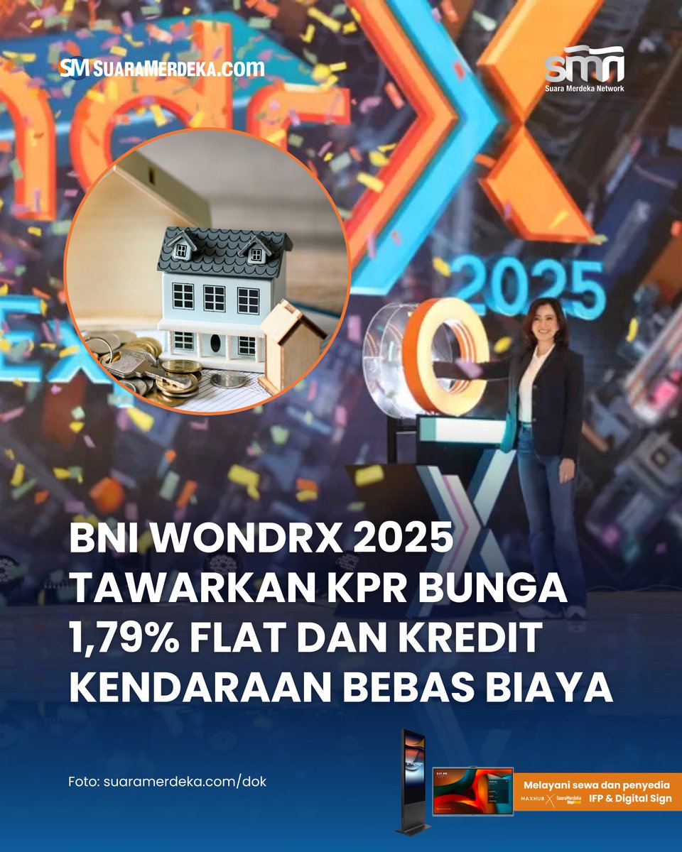 suaramerdeka's tweet photo. PT Bank Negara Indonesia (Persero) Tbk atau BNI resmi membuka pameran akbar BNI wondrX 2025 di ICE BSD, Tangerang, Jumat (15/8/2025) sebagai bagian perayaan HUT BNI ke-79.
#suaramerdeka #bankbni #bniwondrx2025 #kprbungaringan #bungarendah #kreditkendaraan https://t.co/OCUtE3SL2Y