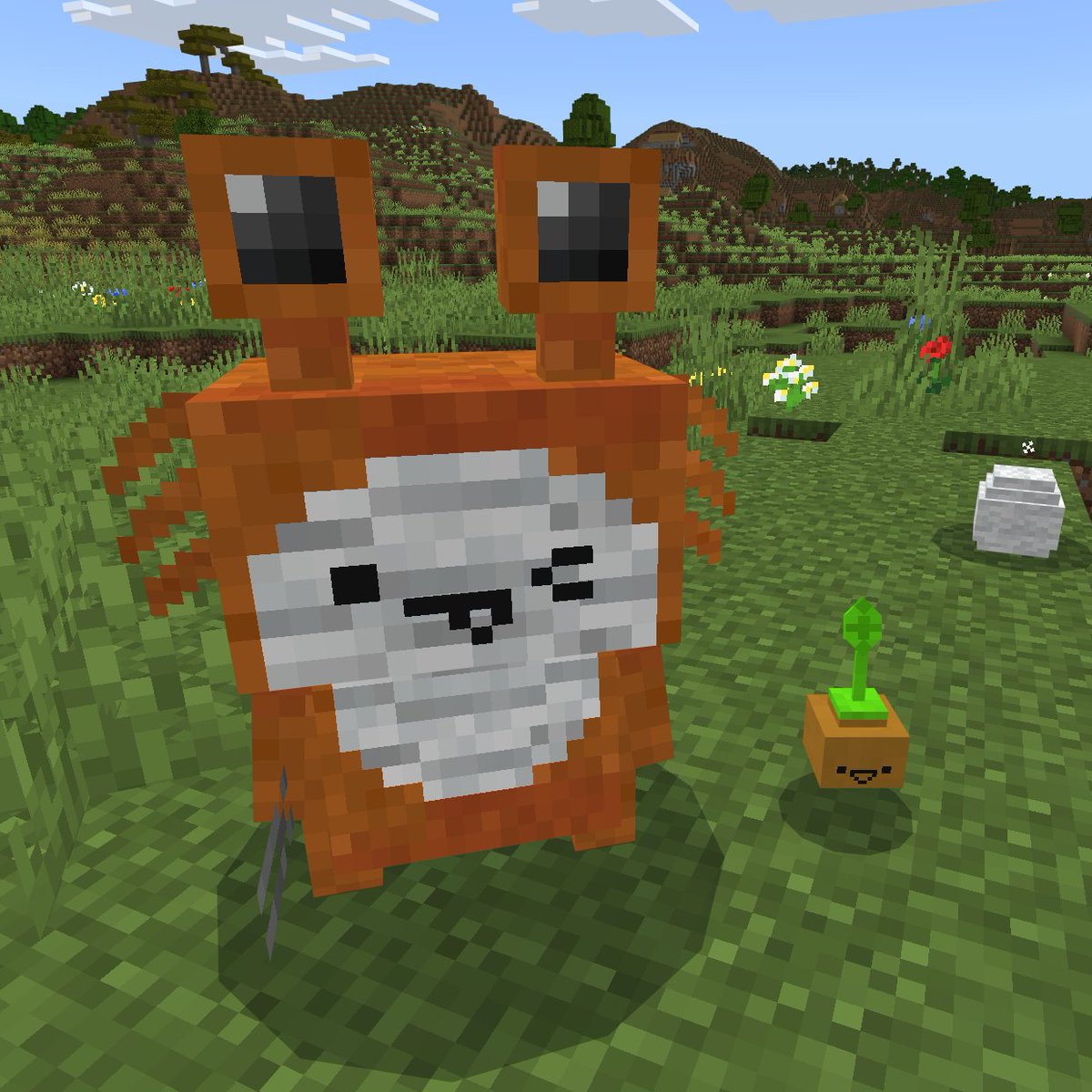 またカワイイ子を生み出してしまった…😊どう見てもカニにしか見えますん🦀🦀🦀 #Minecraft #マイクラ #アドオン