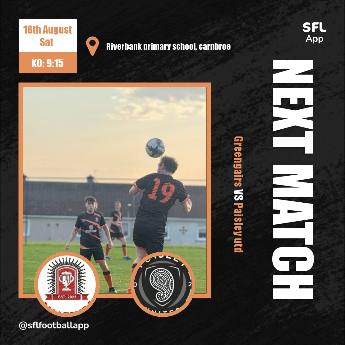 🚨NEXT MATCH🚨

Massive bounce back required tomorrow as we welcome a good paisley side to coatbridge. 

MTG🟠⚫️🟠

<a href="/OfficialSMAFA/">SMAFA</a> <a href="/L1veAtTheAmmys/">Live At The Ammys</a> <a href="/scottish_aff/">AmateurFixturesResultsSCO</a>