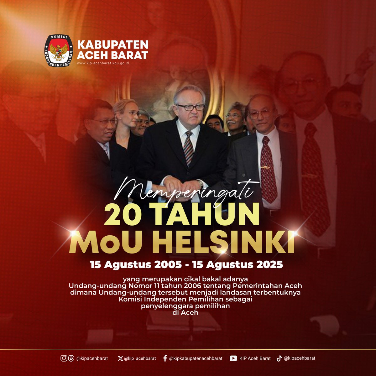 KIP_Acehbarat's tweet photo. #20TahunMoUHelsinki #DamaiUntukSelamanya #AcehBerdaulatDalamDamai
#KPUmelayani https://t.co/fflsZaCdJs