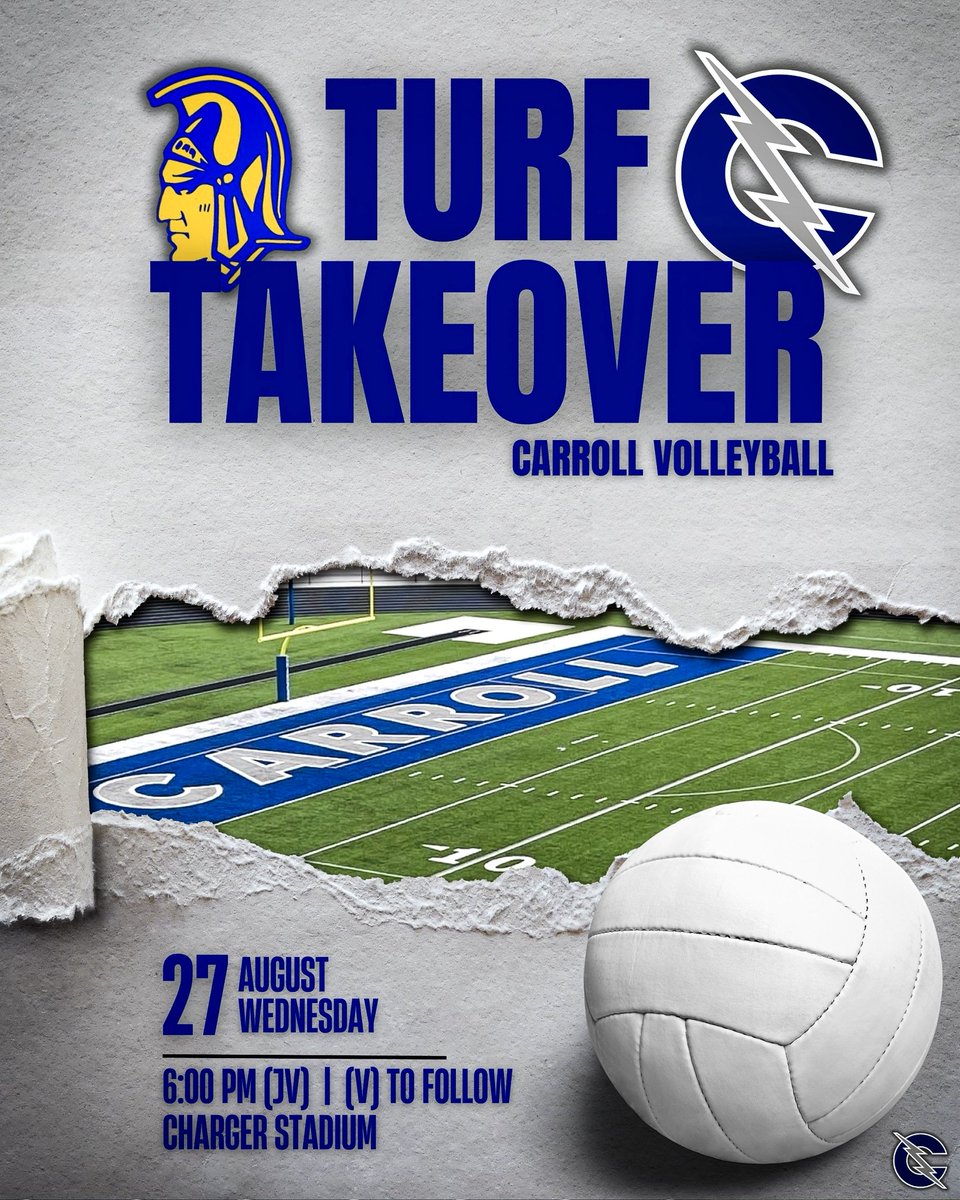 Carroll Volleyball (@chargers_vball) on Twitter photo Carroll Volleyball is taking it outside for an unforgettable showdown under the lights at Charger Stadium!
🎟️$7 (Club VB players in jerseys = FREE)🎟️
Tickets: public.eventlink.com/tickets?t=1346…
Let's PACK the stands!
<a href="/GlennMariniWANE/">Glenn Marini</a> <a href="/AndyNewmanTV/">Andy Newman</a> <a href="/Vicky_Jacobsen/">Victoria Jacobsen</a> <a href="/DrewFreyFOX55/">Drew Frey</a> Carroll Volleyball is taking it outside for an unforgettable showdown under the lights at Charger Stadium!
🎟️$7 (Club VB players in jerseys = FREE)🎟️
Tickets: public.eventlink.com/tickets?t=1346…
Let's PACK the stands!
<a href="/GlennMariniWANE/">Glenn Marini</a> <a href="/AndyNewmanTV/">Andy Newman</a> <a href="/Vicky_Jacobsen/">Victoria Jacobsen</a> <a href="/DrewFreyFOX55/">Drew Frey</a>
