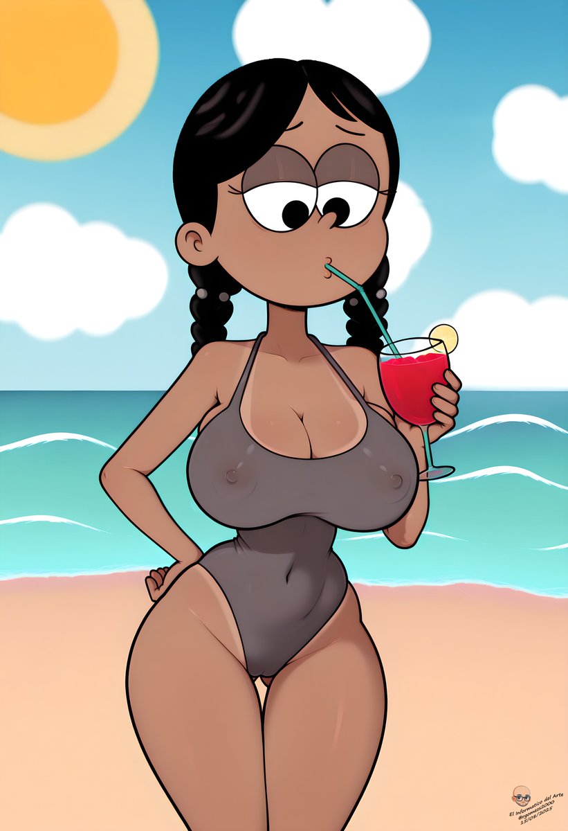 Meli Ramos enjoys her summer with her favorite drink, as she always has since she was a child, all sensuality. 🩱🍑🍒😍🍹🏝️
#TheLoudHouse #TLH #MeliRamos #waifu #swimsuit #beach #summer #fanart