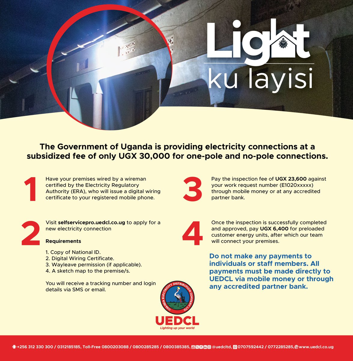 UEDCLLIGHT's tweet photo. Don't miss this opportunity. A self financed pole is at 2,750,000. An opportunity has arrived at only 30000. 
Don't miss. #uedclinservise @UEDCLTD https://t.co/OZWLVELPUE
