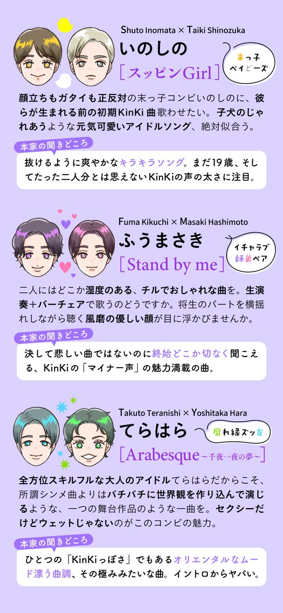 daizu_idol's tweet photo. 2月に兼ヲタデビューしたのであるある妄想、先輩Gの曲後輩G歌ってくれないかな〜という遊び。KinKi（DOMOTO）って二人組なんで全部所謂シンメ曲なんすよ…良いでしょ…
テラ担なのでテラ多め https://t.co/YP3kie1r1K