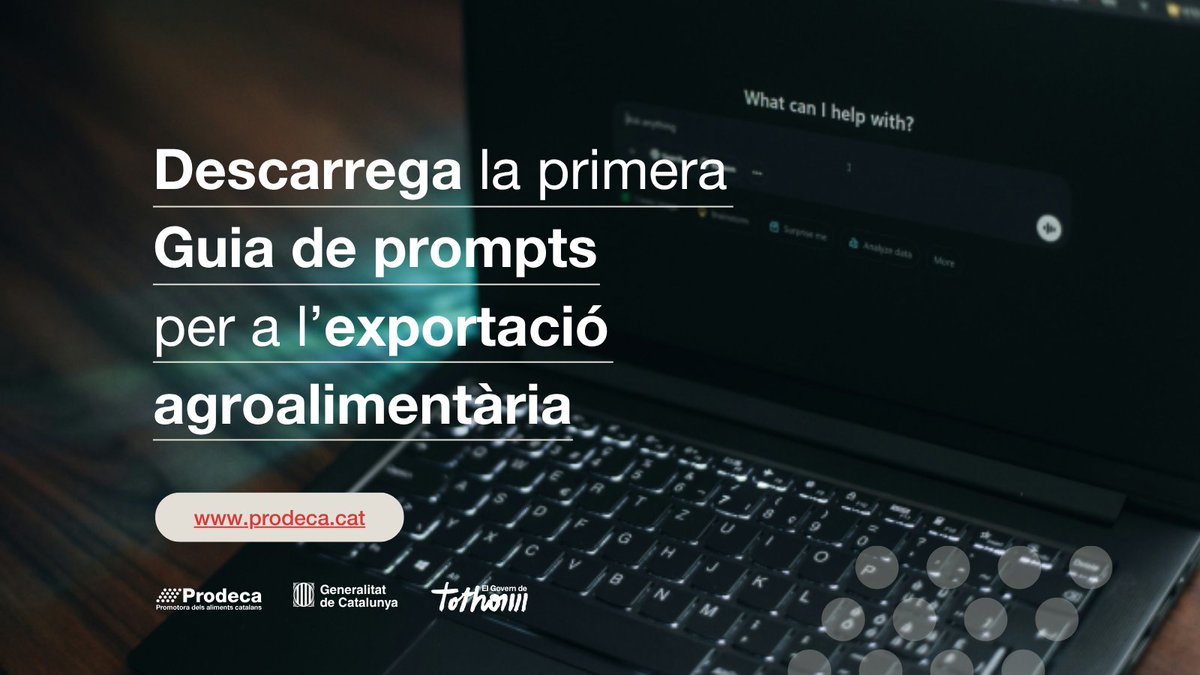 Prodeca (@prodecat) on Twitter photo ✨ Vols impulsar la teva estratègia d’exportació agroalimentària?
📘 Descarrega la primera Guia de #prompts amb #IA pensada per a empreses del sector: 58 recursos pràctics per guanyar eficiència i obrir nous mercats.
🔗 tuit.cat/daCro
#Prodeca #Internacionalització ✨ Vols impulsar la teva estratègia d’exportació agroalimentària?
📘 Descarrega la primera Guia de #prompts amb #IA pensada per a empreses del sector: 58 recursos pràctics per guanyar eficiència i obrir nous mercats.
🔗 tuit.cat/daCro
#Prodeca #Internacionalització