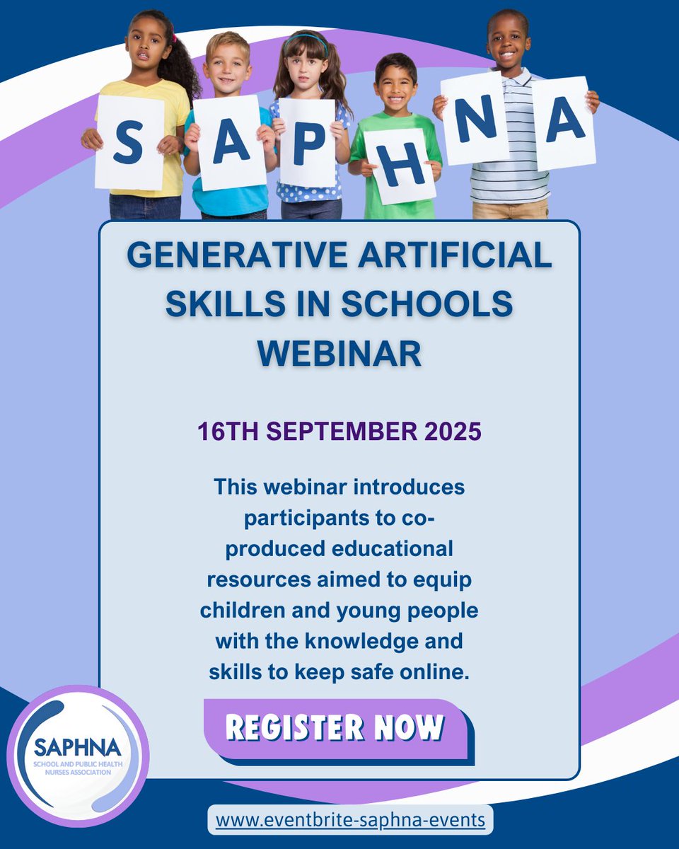 SAPHNAteam's tweet photo. New webinar: Generative Artificial Skills in Schools – 16 Sept 🎓 Learn more: https://t.co/9TxMJ0XPcX #SAPHNAWebinars https://t.co/M8YzbOS5Ct