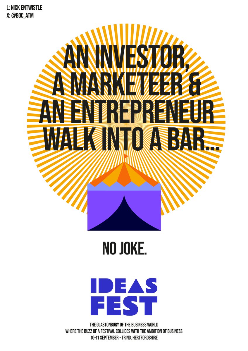 BOC_ATM's tweet photo. My 4th poster response to today's @OneMinuteBriefs x @ideas_fest collab to spread the word about #IdeasFest2025 - the Glastonbury of the business world – where the buzz of a festival collides with the ambition of business.  

https://t.co/pEPakFTsVa https://t.co/BBDJ4fZ43W