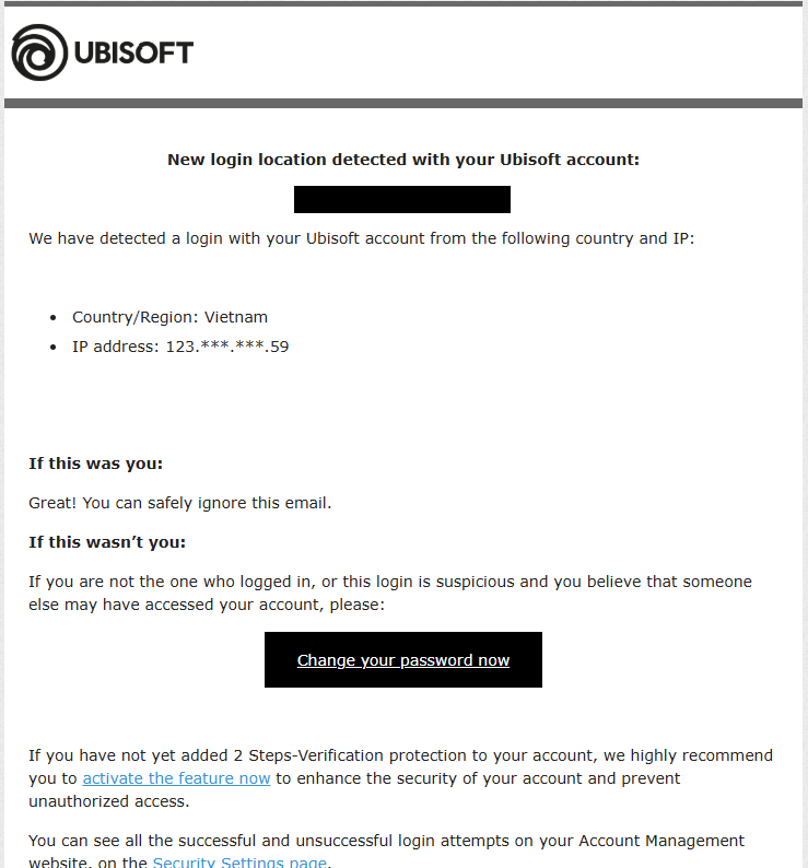 TheShadowedx's tweet photo. @UbisoftSupport, how was my account accessed with 2FA enabled? What's the point of your security if you're going to allow people to access my account freely? Luckily, I was able to see the email in time https://t.co/KEn3TWP5KC