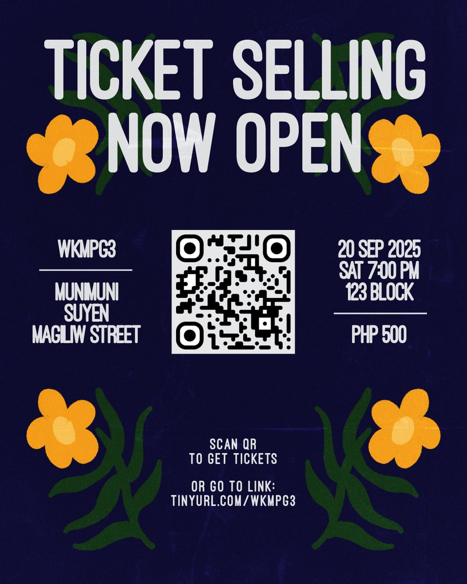 Munimuni (@munitheband) on Twitter photo OPEN NA! PASOK PO ‼️
😁🤳🏻 SCAN DA QR!
Or thru the link 👇🏻
tinyurl.com/WKMPG3
🎟 Bili na daw sabi nina SUYEN & <a href="/MagiliwStreet/">Magiliw Street</a> OPEN NA! PASOK PO ‼️
😁🤳🏻 SCAN DA QR!
Or thru the link 👇🏻
tinyurl.com/WKMPG3
🎟 Bili na daw sabi nina SUYEN & <a href="/MagiliwStreet/">Magiliw Street</a>
