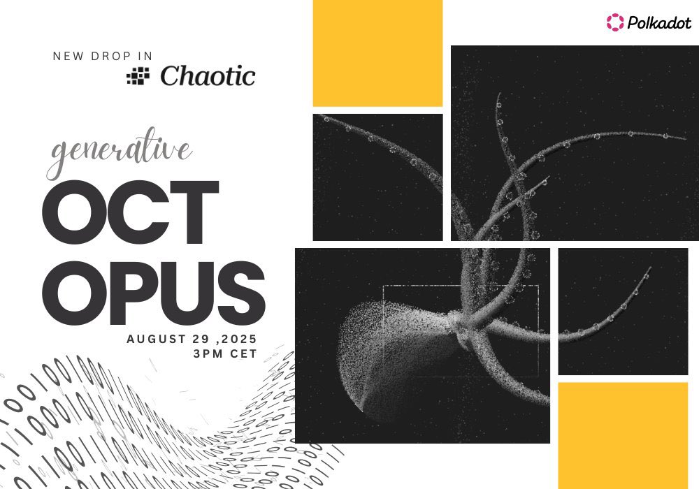 vicdan (@vi_cdan) on Twitter photo And the Journey begins 
No slowing down!
The first Generative Art drop on <a href="/ChaoticApp/">Chaotic - Polkadot NFT Marketplace</a> happens on 29th August, 2025 
Octopus by <a href="/jeyloo_eth/">Jey</a> 
3PM CET
Who is ready for this drop?
it’s going to be Chaotic!!!!
Btw, the drop will also be available on <a href="/KodaDot/">Koda.art</a> 
What can we call And the Journey begins 
No slowing down!
The first Generative Art drop on <a href="/ChaoticApp/">Chaotic - Polkadot NFT Marketplace</a> happens on 29th August, 2025 
Octopus by <a href="/jeyloo_eth/">Jey</a> 
3PM CET
Who is ready for this drop?
it’s going to be Chaotic!!!!
Btw, the drop will also be available on <a href="/KodaDot/">Koda.art</a> 
What can we call