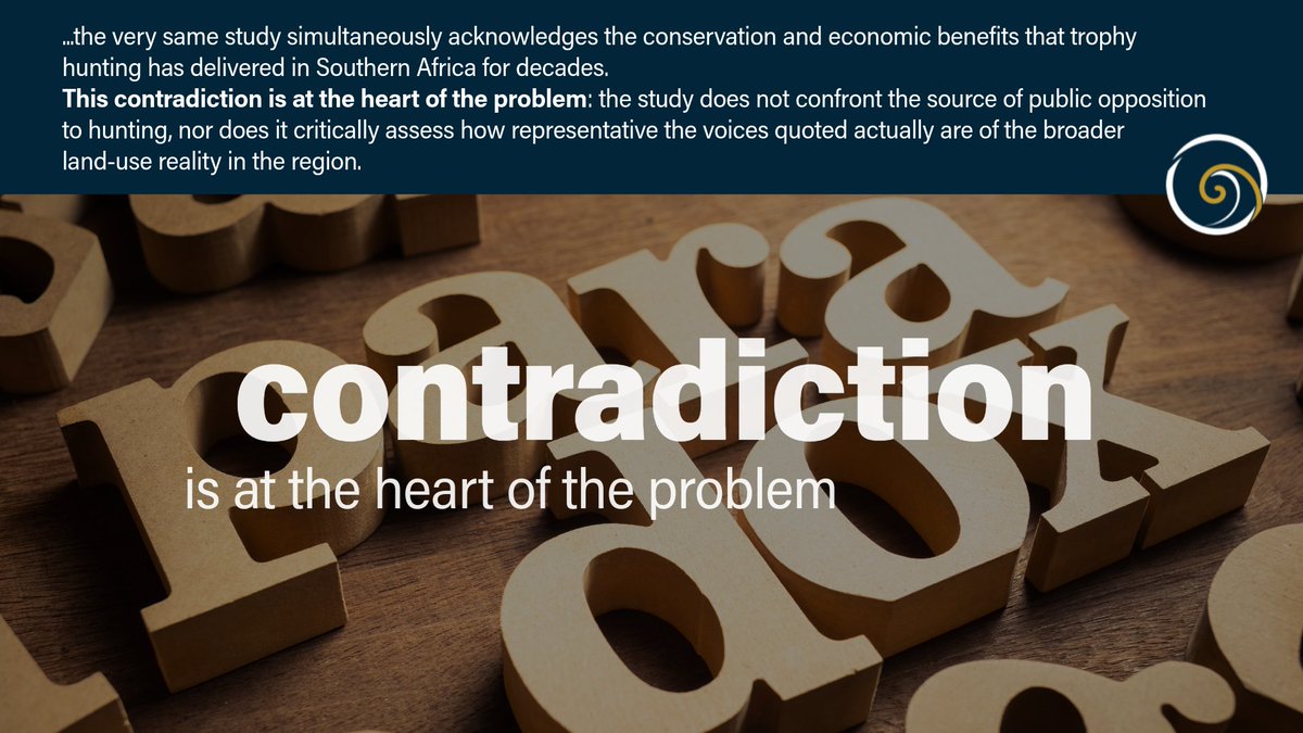 SUCoSA22's tweet photo. Contradiction is at the heart of the problem: the study does not confront the source of public opposition to hunting, nor does it critically assess how representative the voices quoted actually are of the broader land-use reality in the region.
Read more here: https://t.co/oP3cDoTeLt
#public
#wildlife
#allfollowers
#hunting
#sustainableuse
#Africa 
#communities