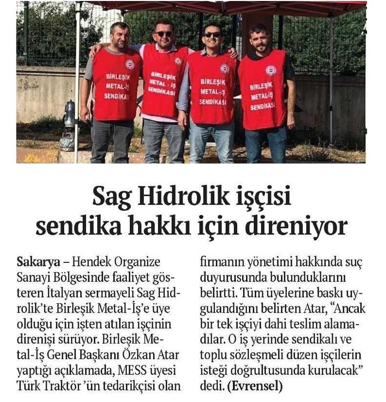 📌"SAG Hidrolik işçisi sendika hakkı için direniyor"

📝<a href="/evrenselgzt/">Evrensel Gazetesi</a>

#SendikaHaktır
#BizKazanacağız