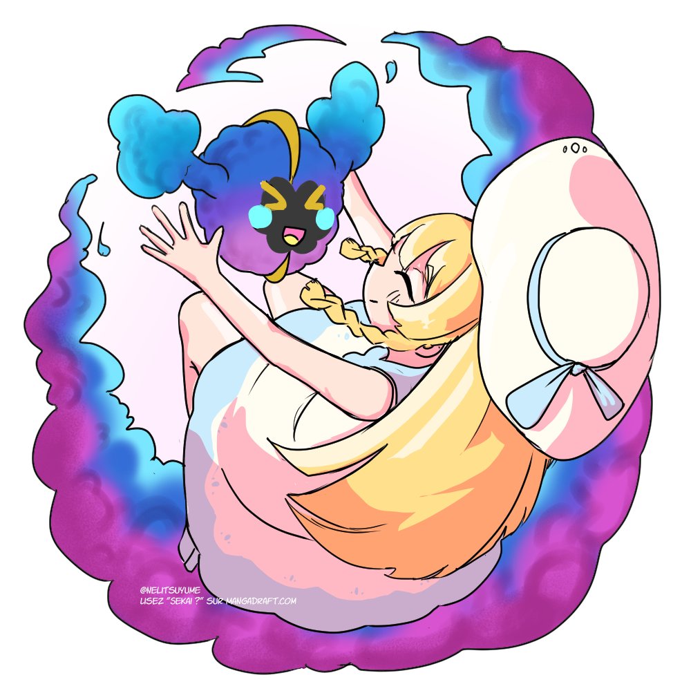 Je sais que je  poste pas régulièrement de dessin...
Alors profitez de ce dessin de Lillie &amp; Cosmog ! 
#Pokemon