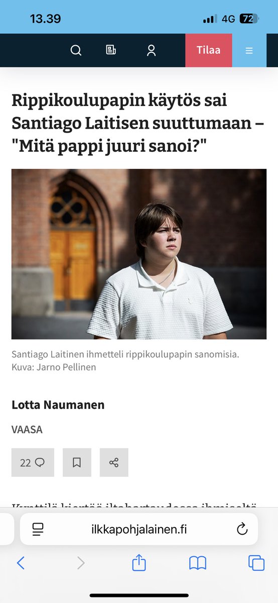 Ilkka-Pohjalaisen lehtijutussa kerrotaan, että rippikoulupappi oli kertonut mielipiteenään, että avioliitto on vain miehen ja naisen välinen asia. Tämä oli järkyttänyt joitakin. Tämä on kuitenkin edelleen kirkon virallinen kanta. Se on myös Raamatun, kirkon peruskirjan kanta.
