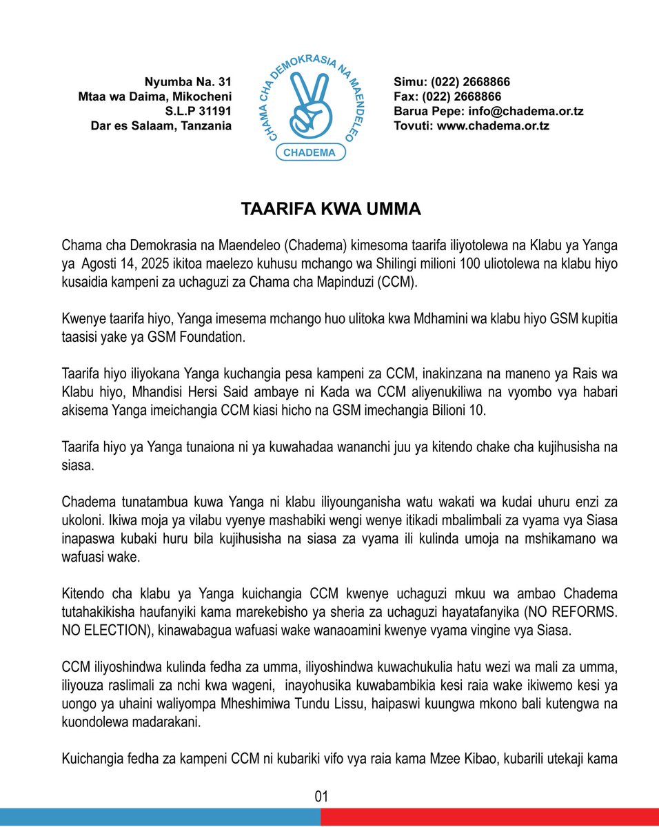 Chadema Tanzania tweet media