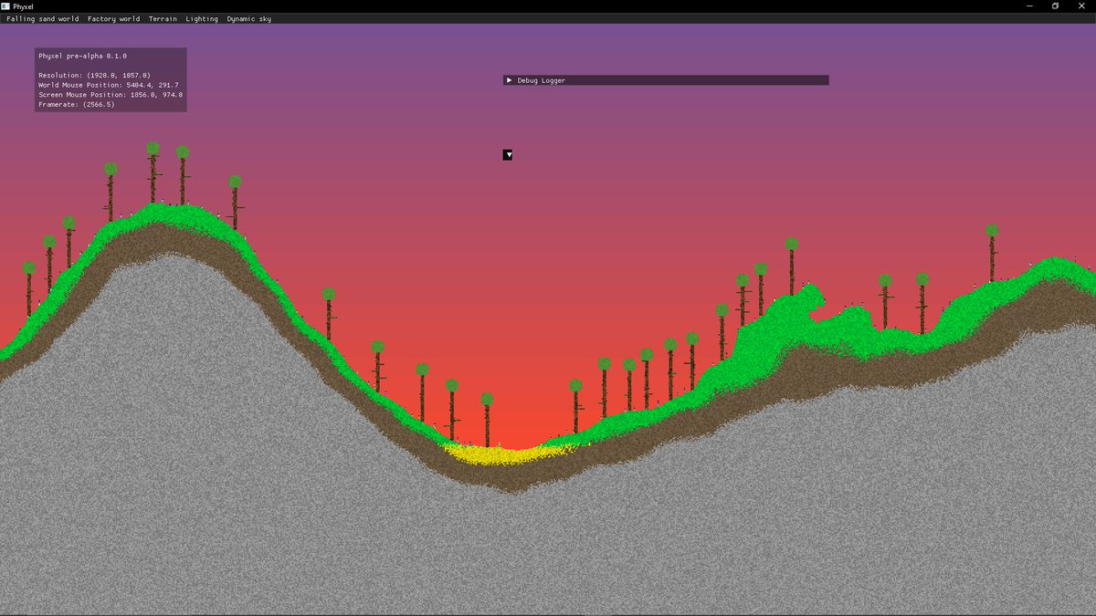 pitergroot's tweet photo. I've been working on a dynamic sky feature for the game because I got tired of looking at a blank background π€©
#gamedev #indiedev #fallingsand #raylib https://t.co/QaXNsKHEpG