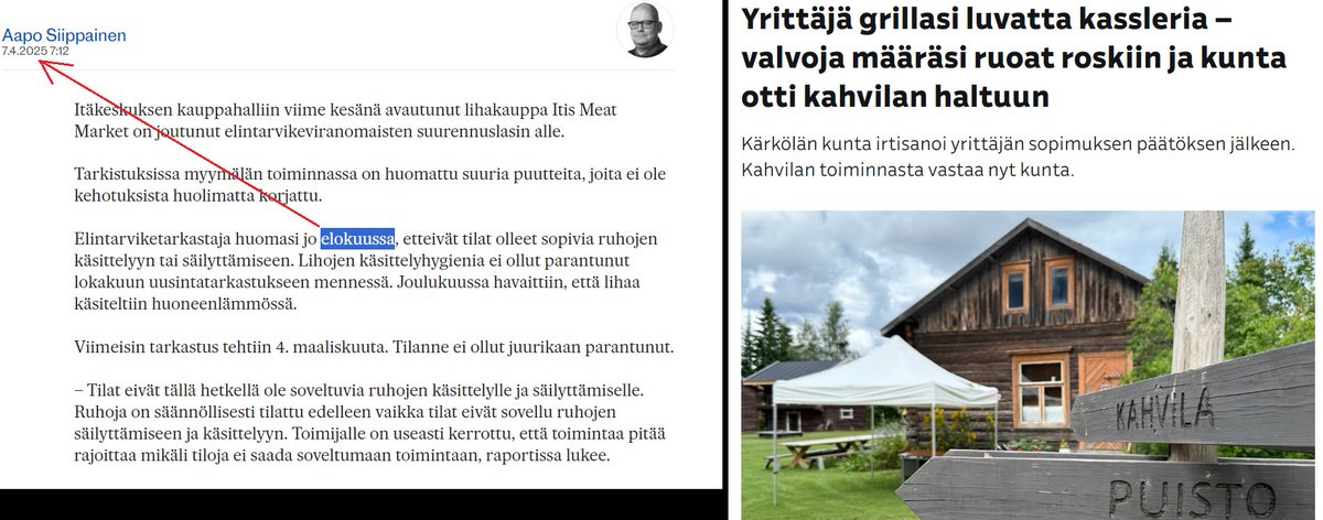 Kärkölässä grilli otettiin kunnan haltuun kahdessa viikossa, kun yrittäjä grillasi luvatta kassleria.

Itäkeskuksessa lihakauppa on saanut jatkaa ainakin 8 kuukautta.

Molemmissa tapauksissa on riittämättömät kylmätilat ja puutteellinen hygienia.