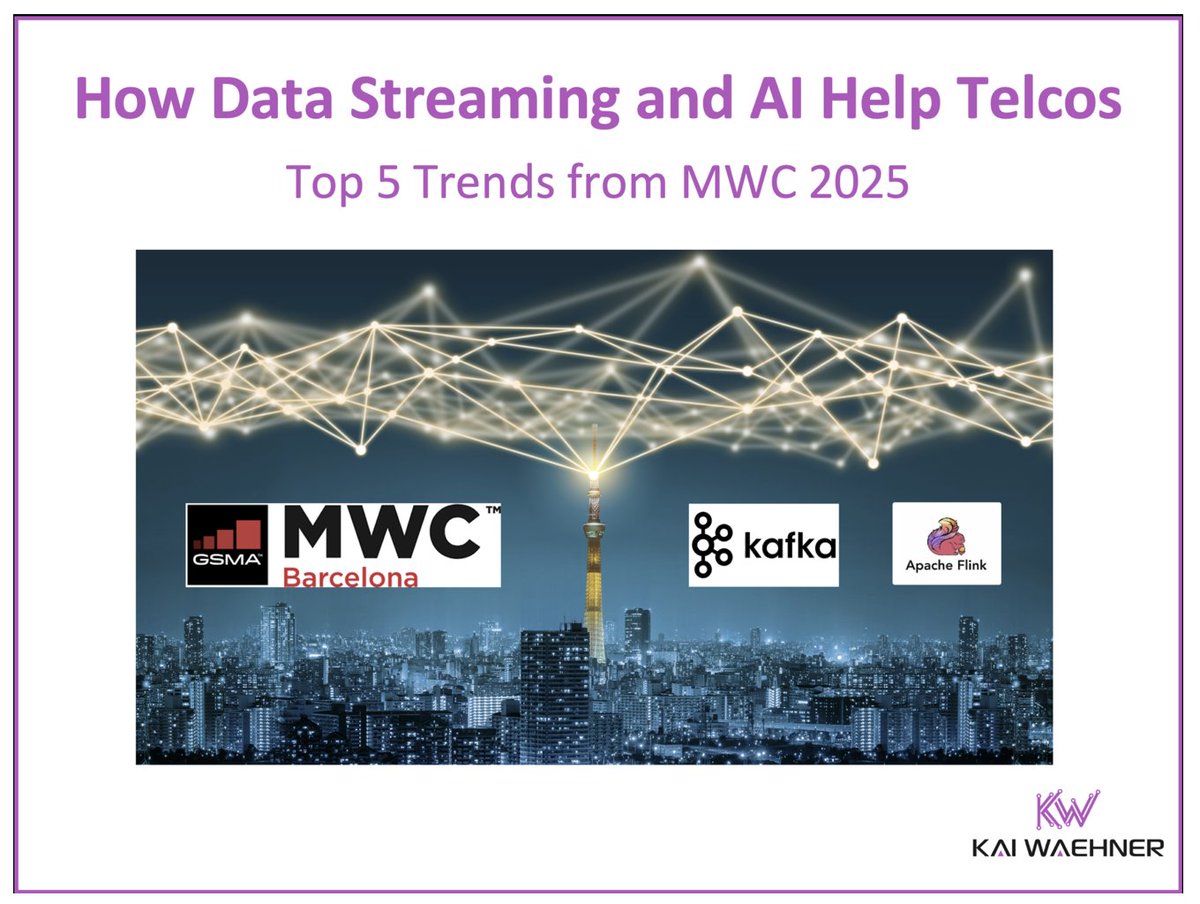 KaiWaehner's tweet image. At #MWC2025, McKinsey named 5 telco trends: IT excellence, sustainability, 6G, GenerativeAI & AI-driven dev.
Powered by #DataStreaming with #Kafka & #Flink, telcos gain real-time agility, automation & ultra-low latency. #TelcoInnovation
kai-waehner.de/blog/2025/03/0…