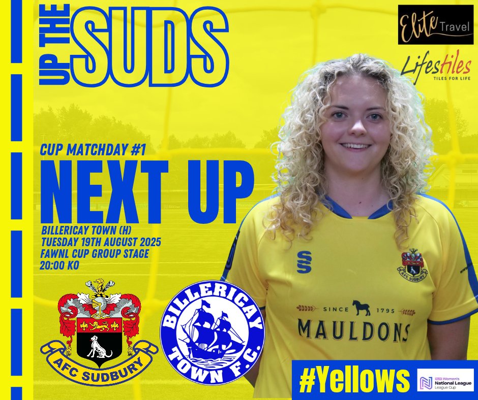 Next ⬆️
It's two games in three days for the Women's First Team as we kick off our campaign on two fronts!

📆 Sunday 17th August
🆚️ <a href="/ChathamTownWFC/">Chatham Town Women</a> 
🏆 <a href="/FAWNL/">FA Women's National League</a>
🕑 2pm Kick Off 
📍 The Elite Travel Stadium 

📆 Tuesday 19th August 
🆚️ <a href="/BTFCWomen/">Billericay Town FC Women</a>
🏆 <a href="/FAWNL/">FA Women's National League</a> Cup 
🕗 8pm Kick Off