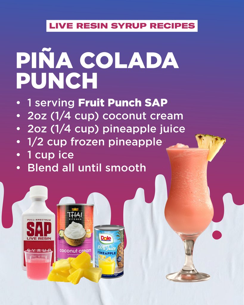 DetroitEdibles's tweet photo. Cool down with a SAP Pina Colada Punch 🍹

#DetroitEdibles #SAP #LiveResin #LiveResinSyrup #Detroit #Michigan #cannatail #mocktail #pinacolada #summerdrinks #za #eddies #gardening https://t.co/7d8yNjsuSM