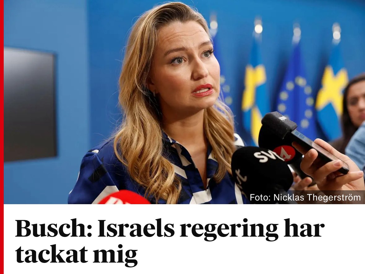 Ebba Busch får ett tack av en regering som ägnar sig åt folkmord. Ska man tolka det som att Busch nu sköter regeringens  utrikespolitik, med Stenergard som rådgivare?