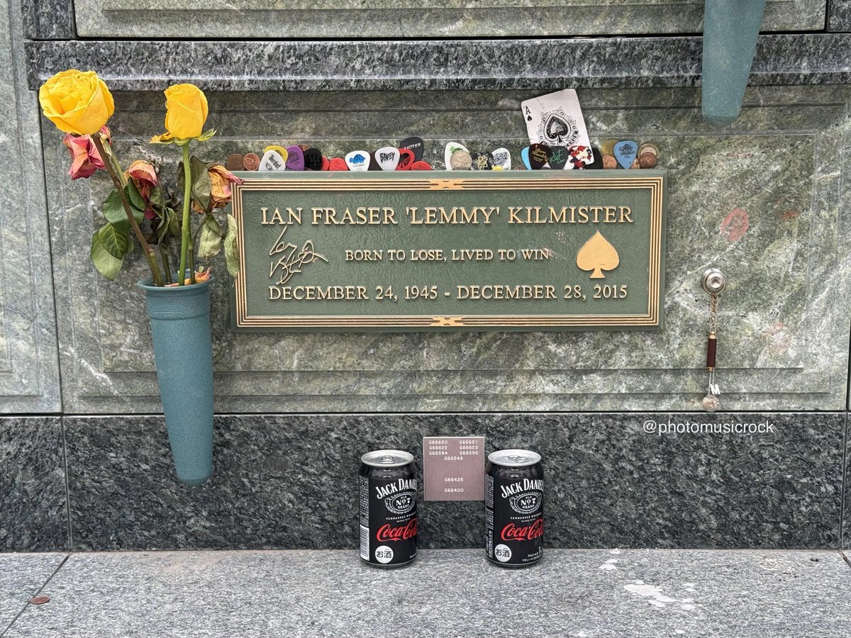 Motörhead's Lemmy Kilmister’s Grave at Forest Lawn Memorial Park in Hollywood Hills. A portion of Lemmy's ashes were interred while other portions were distributed in various locations.