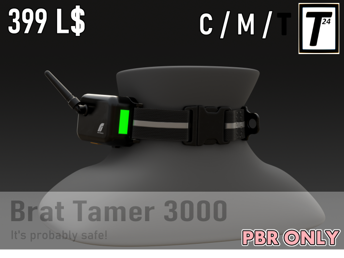 Puppygirl misbehaving? Dogboy eating the couch?
Try the Brat Tamer 3000! Works 100% of the time, most of the time!

marketplace.secondlife.com/p/T24-Brat-Tam…