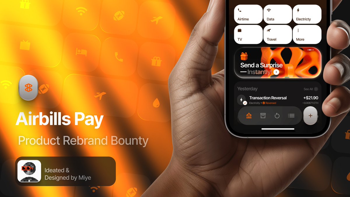 Here is my submission for <a href="/airbillspay/">Airbills</a> - Product Rebrand Bounty

Facilitated by <a href="/SuperteamNG/">Superteam Nigeria</a> 

I haven't worked on a payment product in a while, so this was definitely interesting to get my hands on

Walk with me!