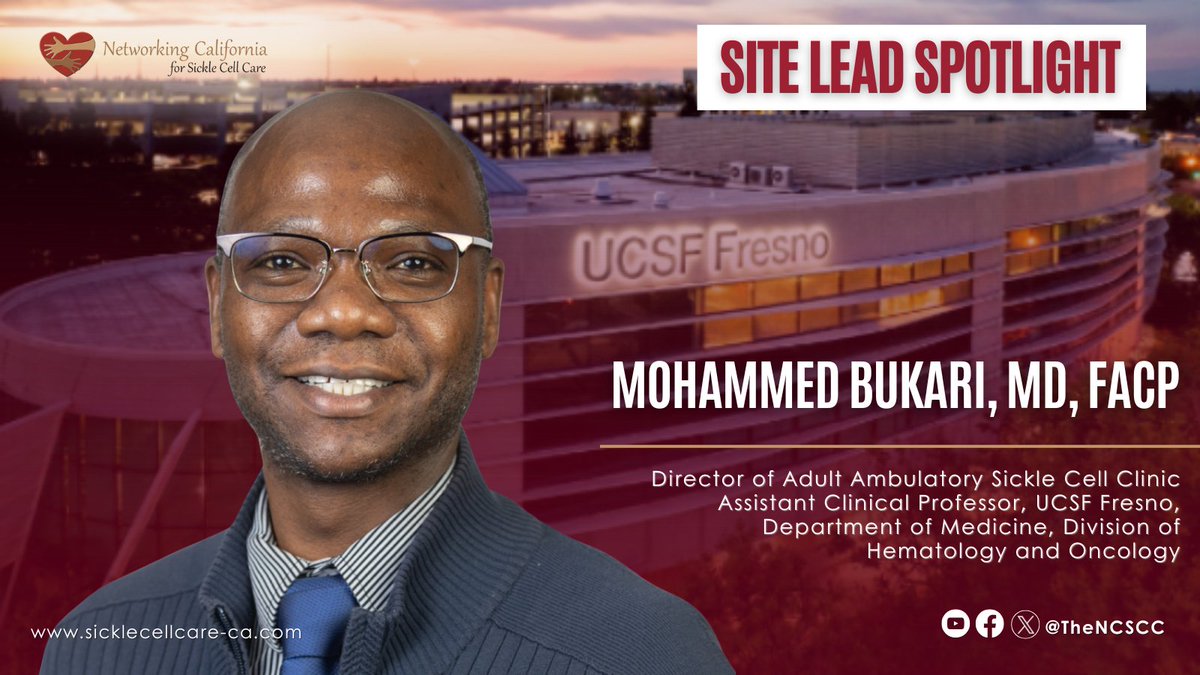 Networking California for Sickle Cell Care (@thencscc) on Twitter photo Doctor Mohammed Bukari, director of <a href="/UCSFFresno/">UCSF Fresno</a>’s Sickle Cell Clinic, leads a unique SCD program, championing comprehensive care to individuals living with sickle cell disease.
Learn more about his contributions here.
tinyurl.com/2fb9fd8h Doctor Mohammed Bukari, director of <a href="/UCSFFresno/">UCSF Fresno</a>’s Sickle Cell Clinic, leads a unique SCD program, championing comprehensive care to individuals living with sickle cell disease.
Learn more about his contributions here.
tinyurl.com/2fb9fd8h