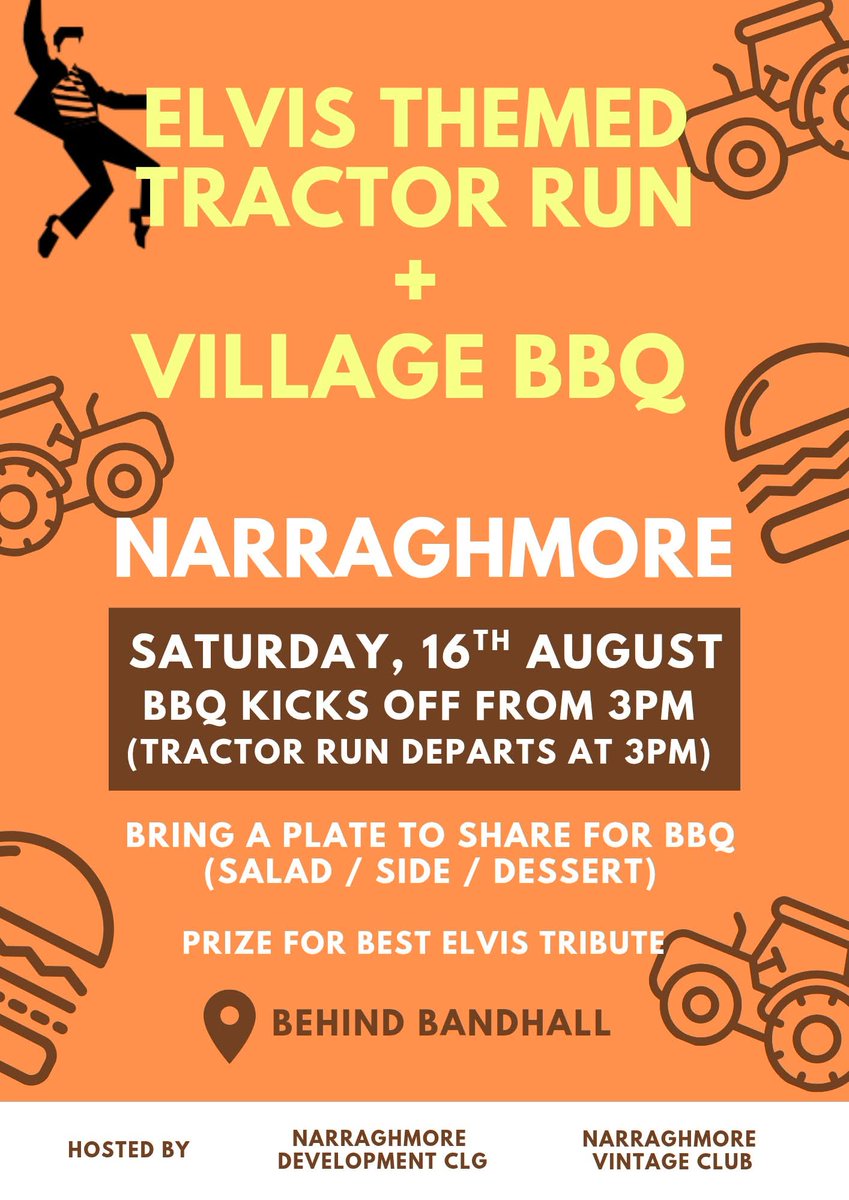 Looking for to tomorrow 🚜🚗🍔

Cars &amp; Tractors welcome to join for the run leaving by 3pm.

BBQ also kicks off at 3pm. Please bring a plate to share with others.

It's going to be a warm one, so be sure to bring sun protection 👒🧴😎