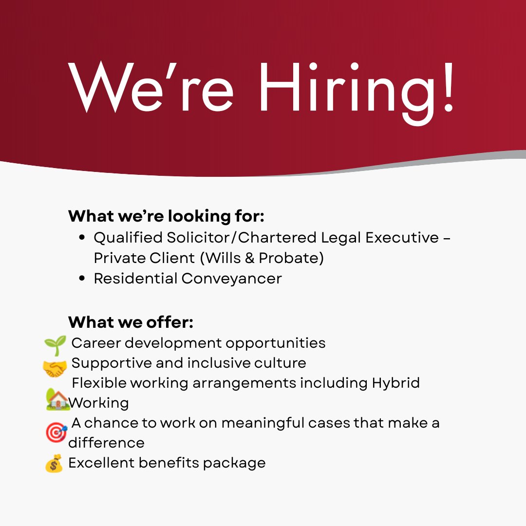 Join Walker Foster Solicitors and shape the future of local legal expertise. We’re hiring legal professionals at all levels to work in a supportive, community-focused firm. Find out more and apply: walkerfoster.com/recruitment-ca…
