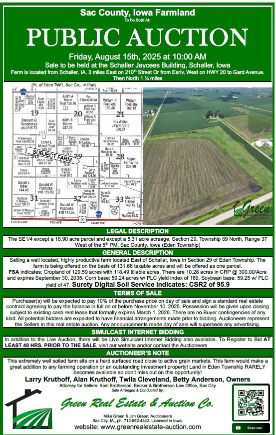 Sold!  $2.06+ million or $15,700/acre.