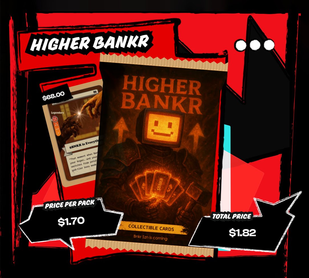 HIGHER BANKR + 500 $BNKR GIVEAWAY 🎁

1 sealed pack. Could be anything inside… maybe a $68 Legendary 💰

Think you’re lucky? Prove it 👇

Join in:
1️⃣ Like + RT
2️⃣ Comment: HIGHER $BNKR

You have time: 24 hours from now
