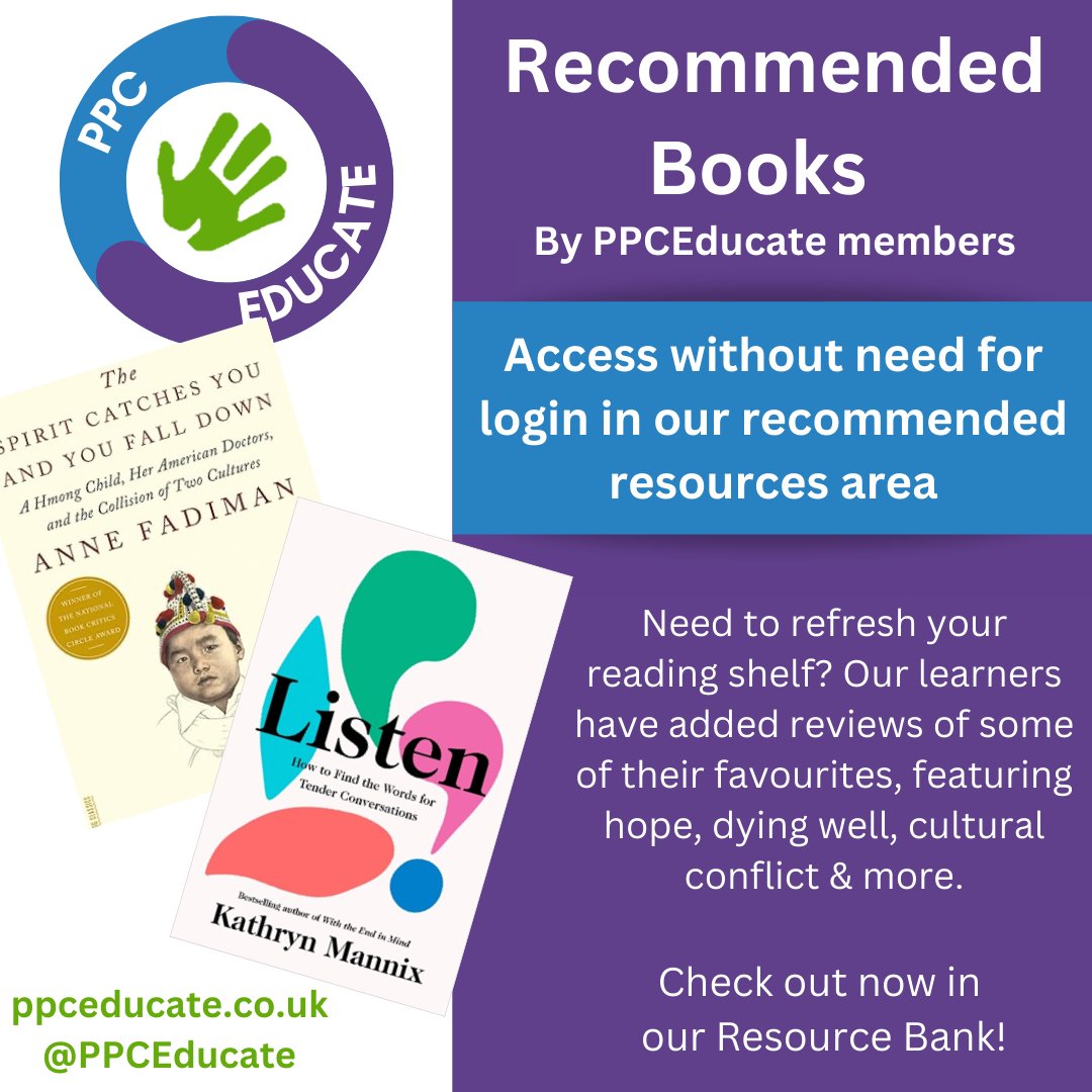 In #PPCEducate recommended resources, we have books too! Not everyone's beach read... but fantastic themes of hope, cultural understanding and palliative care are explored through story and recommended by our network. Check out on ppceducate.co.uk